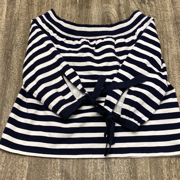 JCrew off the shoulder pinstripes shirt with half sleeves - Picture 5 of 11